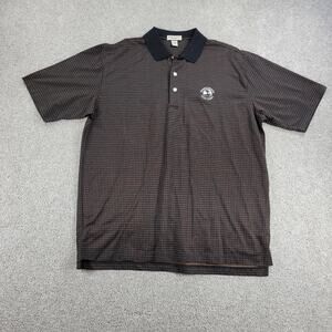 Pebble Beach Classic Golf Polo Shirt L Black Orange Logo Patterned Short Sleeve